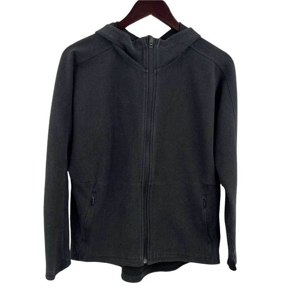 Athleta Black Zip‎ Front Knit Hoodie Size Small